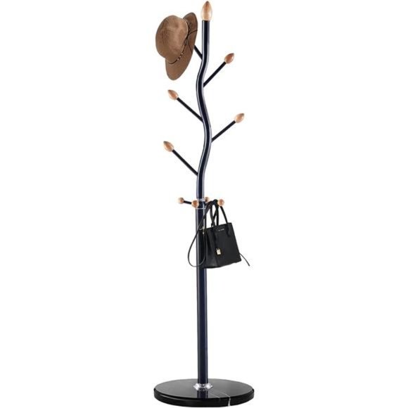 Metal Coat Rack with 9 Hooks Freestanding coat racks with Marble Base